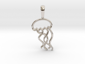 Tiny Jellyfish Charm Necklace in Rhodium Plated Brass