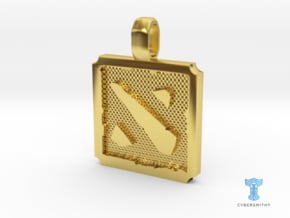 Dota2 - Logo Pendant in Polished Brass