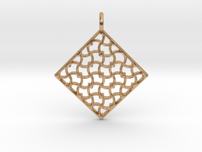 Wavy Lines Diamond Shaped Pendant in Polished Bronze