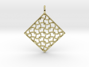 Wavy Lines Diamond Shaped Pendant in 18K Yellow Gold