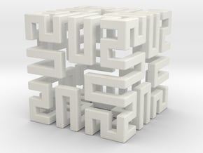 Springy Cube in White Natural Versatile Plastic