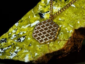 Flower of life squared Pendant in Polished Brass