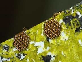 Flower of life squared Earrings in Polished Brass