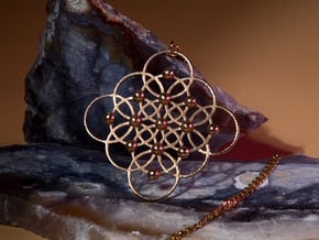 Seed of Life squared Pendant in Natural Bronze