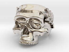 Skull Ring with Laurels in Platinum
