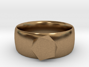 squashed crystal ring in Natural Brass