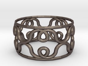 spiral ring in Polished Bronzed-Silver Steel: 5 / 49