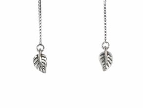 Tiny Leaf Earrings in Antique Silver