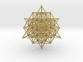 64 Grid Tetrahedron 65mm thin wires in Natural Brass