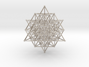 64 Grid Tetrahedron 65mm thin wires in Rhodium Plated Brass