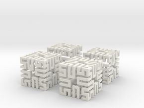 4 Springy Cubes in White Natural Versatile Plastic