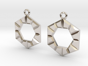 Hexagon in hexagon in Rhodium Plated Brass