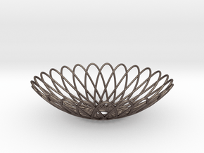 Spirograph Pot 02 in Polished Bronzed-Silver Steel