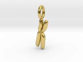 Chromosome Pendant - Science Jewelry in Polished Brass