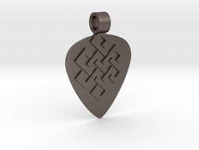 Endless Knot Standard Guitar Pick Pendant in Polished Bronzed-Silver Steel