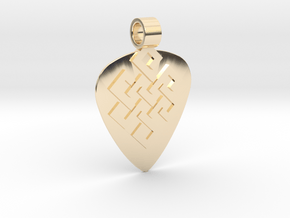 Endless Knot Standard Guitar Pick Pendant in 14k Gold Plated Brass