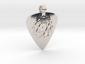 Anahata Guitar Pick Pendant in Rhodium Plated Brass