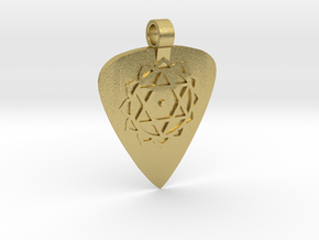 Anahata Guitar Pick Pendant in Natural Brass