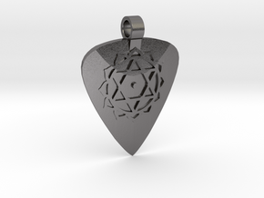 Anahata Guitar Pick Pendant in Processed Stainless Steel 316L (BJT)
