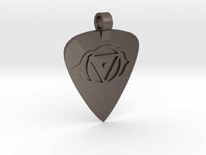 Ajna Guitar Pick Pendant in Polished Bronzed-Silver Steel