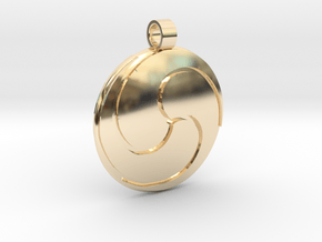 Gankyil Pendant in 14k Gold Plated Brass