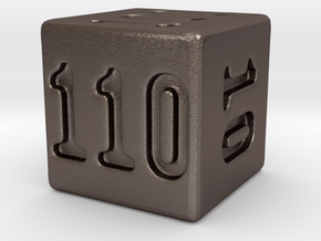 Binary 110-Sided Die in Polished Bronzed Silver Steel