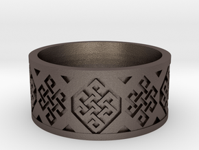 Endless Knot Ring V2 in Polished Bronzed-Silver Steel: 10 / 61.5