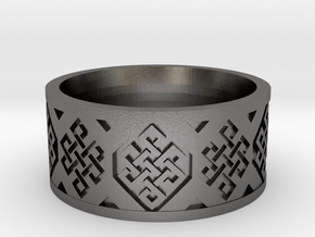 Endless Knot Ring V2 in Processed Stainless Steel 316L (BJT): 10 / 61.5