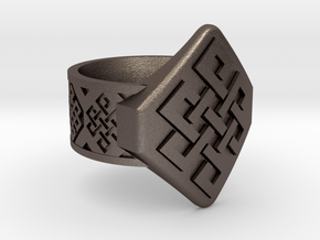 Endless Knot Ring in Polished Bronzed-Silver Steel: 10 / 61.5