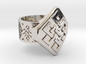 Endless Knot Ring in Rhodium Plated Brass: 10 / 61.5