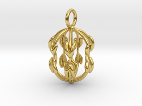Mitosis Cell Division Pendant  in Polished Brass