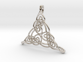 Trinity Knot with Three Loops Pendant in Rhodium Plated Brass