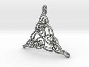Trinity Knot with Three Loops Pendant in Natural Silver
