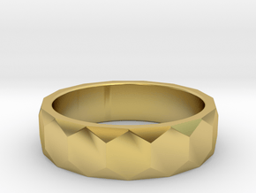 Men's hexagonal ring perfect for a unique wedding in Polished Brass: 7.25 / 54.625