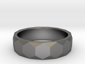 Men's hexagonal ring perfect for a unique wedding in Polished Nickel Steel: 7.25 / 54.625