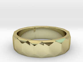 Men's hexagonal ring perfect for a unique wedding in 18K Yellow Gold: 7.25 / 54.625