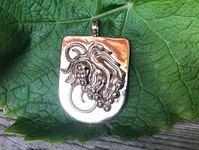 Grapevine heraldic jewelry vine grapes pendant in Polished Bronze