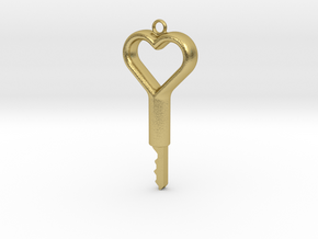 Heart Design Key v2 - Precut for Kink3D Lock Set in Natural Brass: Large