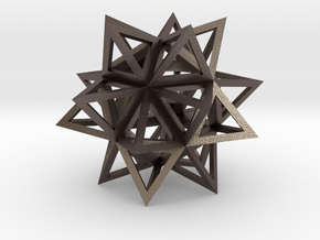 Stellated Icosahedron 1.7" in Polished Bronzed Silver Steel