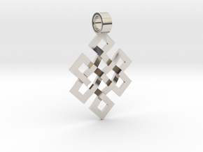 Endless Knot Pendant in Rhodium Plated Brass: Small