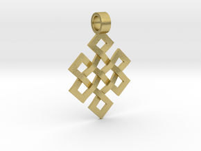 Endless Knot Pendant in Natural Brass: Small
