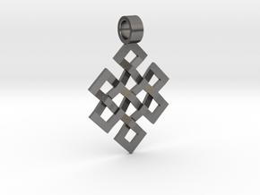 Endless Knot Pendant in Processed Stainless Steel 316L (BJT): Small