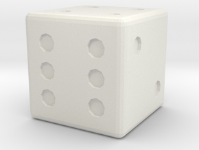 Basic D6 Die .5 inches in White Natural Versatile Plastic