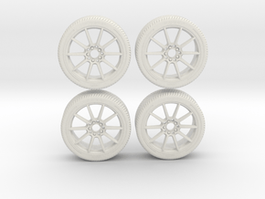 Miniature Konig - Control Rim & Tire - 4x in White Natural Versatile Plastic: 1:12