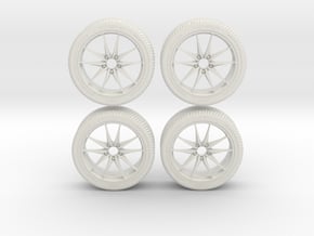 Miniature Konig Oversteer Rim & Tire - 4x in White Natural Versatile Plastic: 1:12