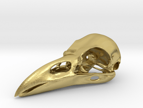 Raven skull in Natural Brass: Medium