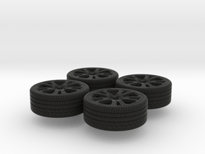 Miniature Enkei SVX Rim & Tire - 4x in Black Natural Versatile Plastic: 1:24