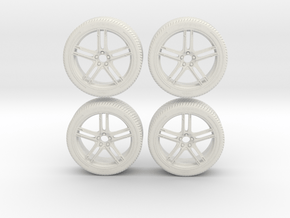 Miniature Enkei FD-05 Rim & Tire - 4x in White Natural Versatile Plastic: 1:12