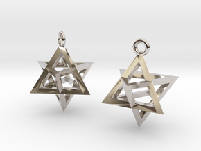 Star Tetrahedron earrings #Gold in Platinum