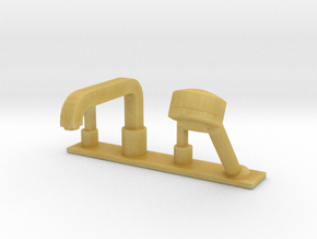 Bathtub tap with shower head, 1:12 and 1:24 in Tan Fine Detail Plastic: 1:12